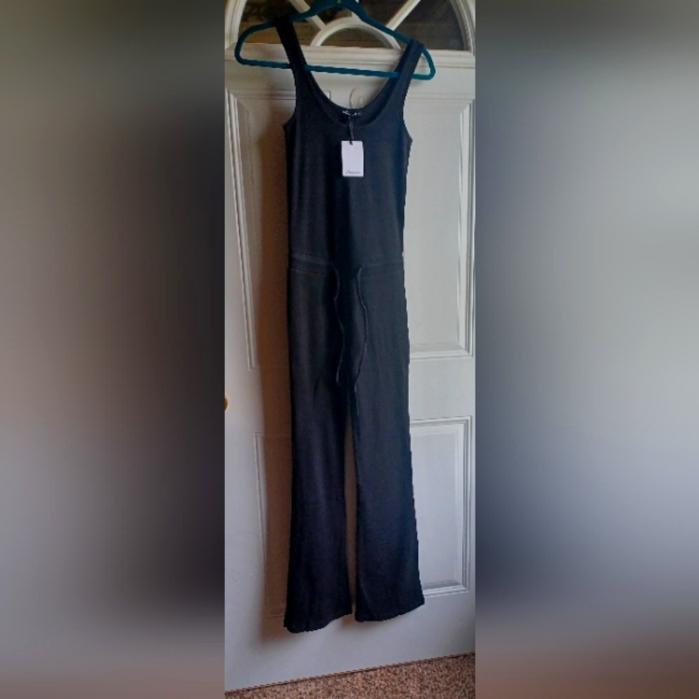 Olivaceous Black Ribbed Tank Jumpsuit Size Small